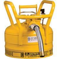 D.O.T. AccuFlow™ Safety Cans, Type II, Steel, 2.5 US gal., Yellow, FM Approved SED122 | King Materials Handling