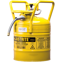 D.O.T. AccuFlow™ Safety Cans, Type II, Steel, 5 US gal., Yellow, FM Approved SED123 | King Materials Handling