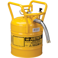 D.O.T. AccuFlow™ Safety Cans, Type II, Steel, 5 US gal., Yellow, FM Approved SED124 | King Materials Handling
