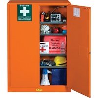 Emergency Preparedness Storage Cabinets, Steel, 4 Shelves, 65" H x 43" W x 18" D, Orange SEG861 | King Materials Handling