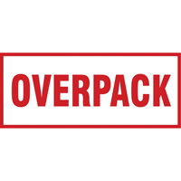Étiquette de manutention «Overpack», 6" lo x 2-1/2" la, Rouge/blanc SGQ528 | King Materials Handling