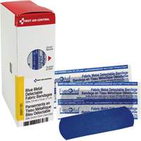 Fabric Blue Detectable Bandages, Rectangular/Square, 1", Fabric Metal Detectable, Sterile SHE879 | King Materials Handling