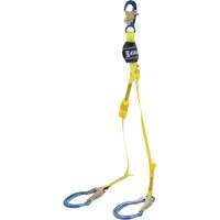 EZ-Stop™ 100% Tie-Off Shock Absorbing Lanyard, 4', Rebar Hook Center, Locking Snap Hook Leg Ends, Polyester SHF159 | King Materials Handling