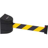 Wall Mount Barrier with Tape Cassette, Plastic, Magnetic Mount, 15', Black and Yellow Tape SHH170 | King Materials Handling
