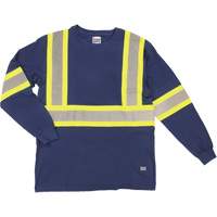 Long Sleeve Safety T-Shirt, Cotton, X-Small, Navy Blue SHJ014 | King Materials Handling
