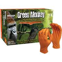 Green Monkey™ Disposable Gloves, Small, Nitrile, 6-mil, Powder-Free, Orange SHJ869 | King Materials Handling