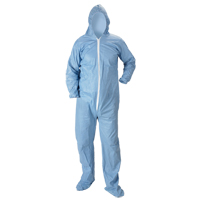 Pyrolon<sup>®</sup> Plus 2 FR Hooded Coveralls With Boots, Small, Blue, FR Treated Fabric SN353 | King Materials Handling