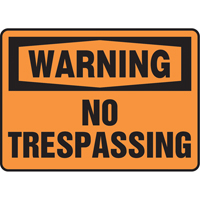 "No Trespassing" Sign, 7" x 10", Vinyl, English SS665 | King Materials Handling