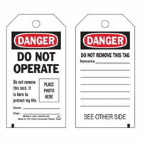 Self-Laminating "Do Not Operate" Tags, Polyester, 3" W x 5-3/4" H, English SX840 | King Materials Handling