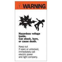 "Warning Hazardous Voltage" Sign, 8" x 4-1/2", Acrylic, English with Pictogram SY226 | King Materials Handling