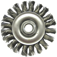 Wire Wheel Brushes, 4" Dia., 0.02" Fill, 5/8"-11 Arbor, Steel NU438 | King Materials Handling