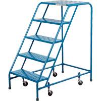 Rolling Step Ladder with Locking Step, 5 Steps, 18" Step Width, 46" Platform Height, Steel VC134 | King Materials Handling