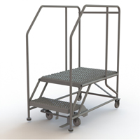 Mobile Work Platform, Steel, 2 Steps, 20" H, 35" D, 24" Step, Serrated VC588 | King Materials Handling