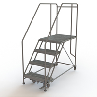 Mobile Work Platform, Steel, 4 Steps, 40" H, 35" D, 24" Step, Serrated VC590 | King Materials Handling