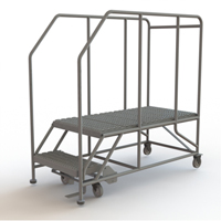 Mobile Work Platform, Steel, 2 Steps, 20" H, 47" D, 24" Step, Serrated VC592 | King Materials Handling