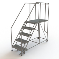 Mobile Work Platform, Steel, 5 Steps, 50" H, 47" D, 24" Step, Serrated VC595 | King Materials Handling