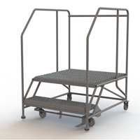 Mobile Work Platform, Steel, 2 Steps, 20" H, 36" D, 36" Step, Serrated VC596 | King Materials Handling