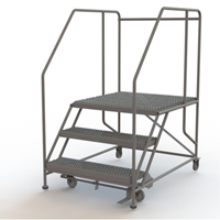 Mobile Work Platform, Steel, 3 Steps, 30" H, 36" D, 36" Step, Serrated VC597 | King Materials Handling