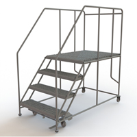 Mobile Work Platform, Steel, 4 Steps, 40" H, 48" D, 36" Step, Serrated VC602 | King Materials Handling
