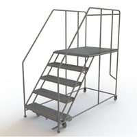 Mobile Work Platform, Steel, 5 Steps, 50" H, 48" D, 36" Step, Serrated VC603 | King Materials Handling