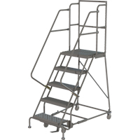Deep Top Step Rolling Ladder, 5 Steps, 16" Step Width, 50" Platform Height, Steel VC766 | King Materials Handling
