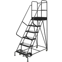 Deep Top Step Rolling Ladder, 6 Steps, 24" Step Width, 60" Platform Height, Steel VC769 | King Materials Handling
