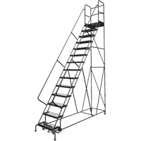 Deep Top Step Rolling Ladder, 14 Steps, 24" Step Width, 140" Platform Height, Steel VC778 | King Materials Handling