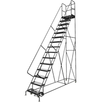 Deep Top Step Rolling Ladder, 15 Steps, 24" Step Width, 150" Platform Height, Steel VC779 | King Materials Handling