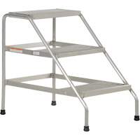 Aluminum Step Stand, 3 Step(s), 22-13/16" W x 34-9/16" L x 30" H, 500 lbs. Capacity VD459 | King Materials Handling