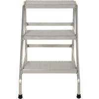 Aluminum Step Stand, 3 Step(s), 22-13/16" W x 34-9/16" L x 30" H, 500 lbs. Capacity VD459 | King Materials Handling