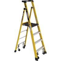 Heavy-Duty Rolling Podium Ladder, 3 Steps, 27-3/5" Step Width, 48" Platform Height, Fibreglass VD476 | King Materials Handling