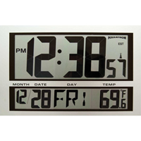 Jumbo Clock, Digital, Battery Operated, 16.5" W x 1.7" D x 11" H, Silver XD075 | King Materials Handling