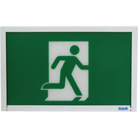 Running Man Exit Sign, LED, Battery Operated, 12" L x 7 1/2" W, Pictogram XE662 | King Materials Handling