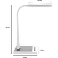 Goose Neck Desk Lamp with USB Charger, 8 W, LED, 15" Neck, White XI753 | King Materials Handling