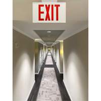 Exit Sign, LED, Battery Operated/Hardwired, 12-1/5" L x 7-1/2" W, English XI788 | King Materials Handling