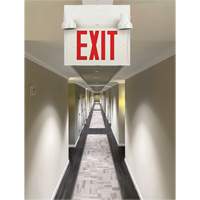 Exit Sign with Security Lights, LED, Battery Operated/Hardwired, 12-1/10" L x 11" W, English XI789 | King Materials Handling