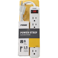 Power Strip, 6 Outlet(s), 1-1/2', 15 A, 1875 W, 125 V XJ246 | King Materials Handling