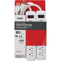 Surge Protector 2-Pack, 6 Outlets, 400 J, 1875 W, 1.5' Cord XJ247 | King Materials Handling