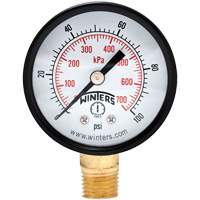 Manomètre économique,  2", 0 - 100 psi, Fixation inférieure, Analogique YB876 | King Materials Handling